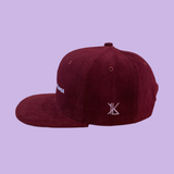 “love x kindness” Corduroy Snapback - Burgundy/Lavender