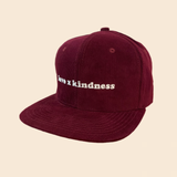 “love x kindness” Corduroy Snapback - Burgundy/Cream