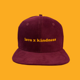 “love x kindness” Corduroy Snapback - Burgundy/Mustard