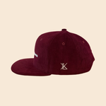 “love x kindness” Corduroy Snapback - Burgundy/Cream