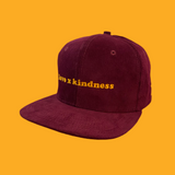 “love x kindness” Corduroy Snapback - Burgundy/Mustard