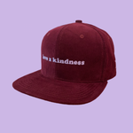 “love x kindness” Corduroy Snapback - Burgundy/Lavender