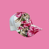 White/Pink Hawaiian Trucker Hat