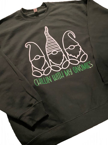 Youth "Gnomies" Crewneck Sweater - Forest Green