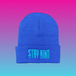 STAY KIND Cuffed Royal Blue Toque - Blue Turquoise Logo