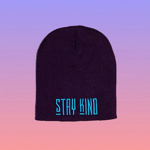 STAY KIND Purple Toque - Bright Blue Logo